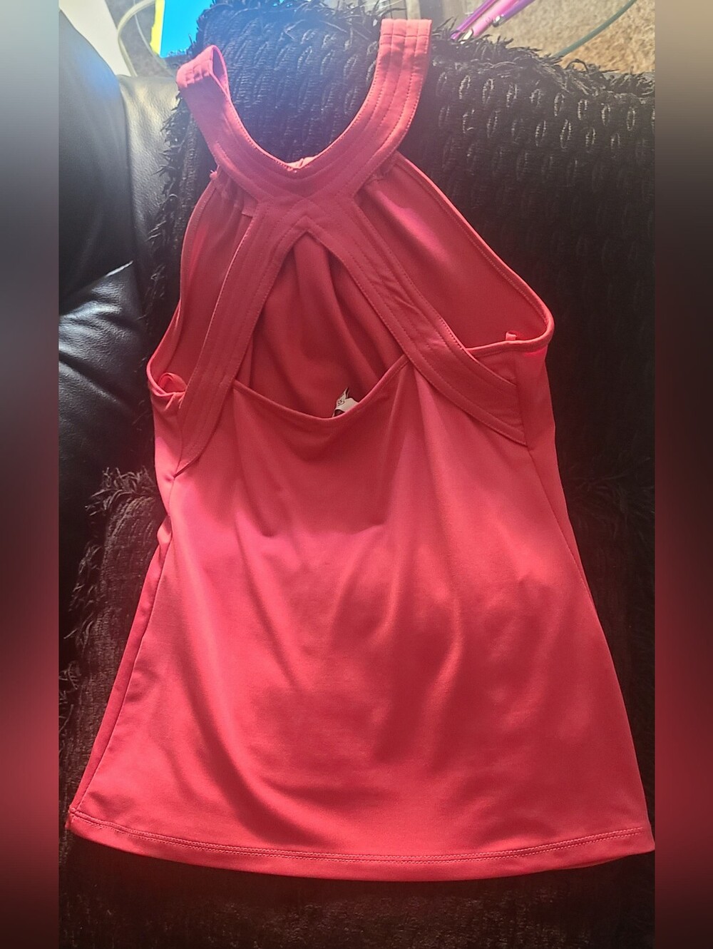 Caché Y2K Orchid Pink Halter Tank Top NWT XS Open Back - Picture 2 of 4
